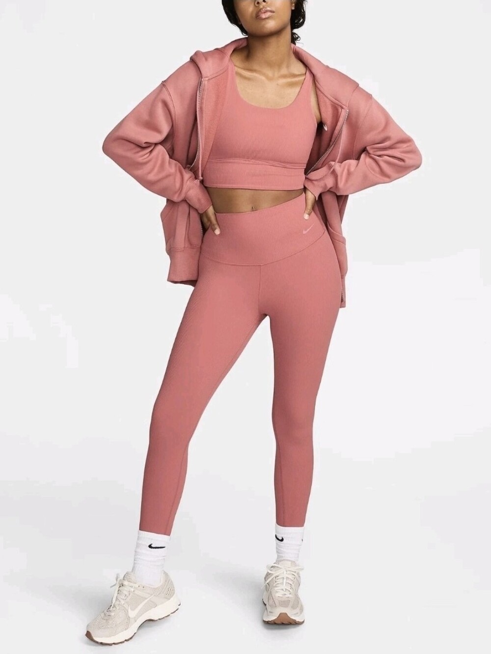 Nike Zenvy Mauve Leggings & Sports Bra Set